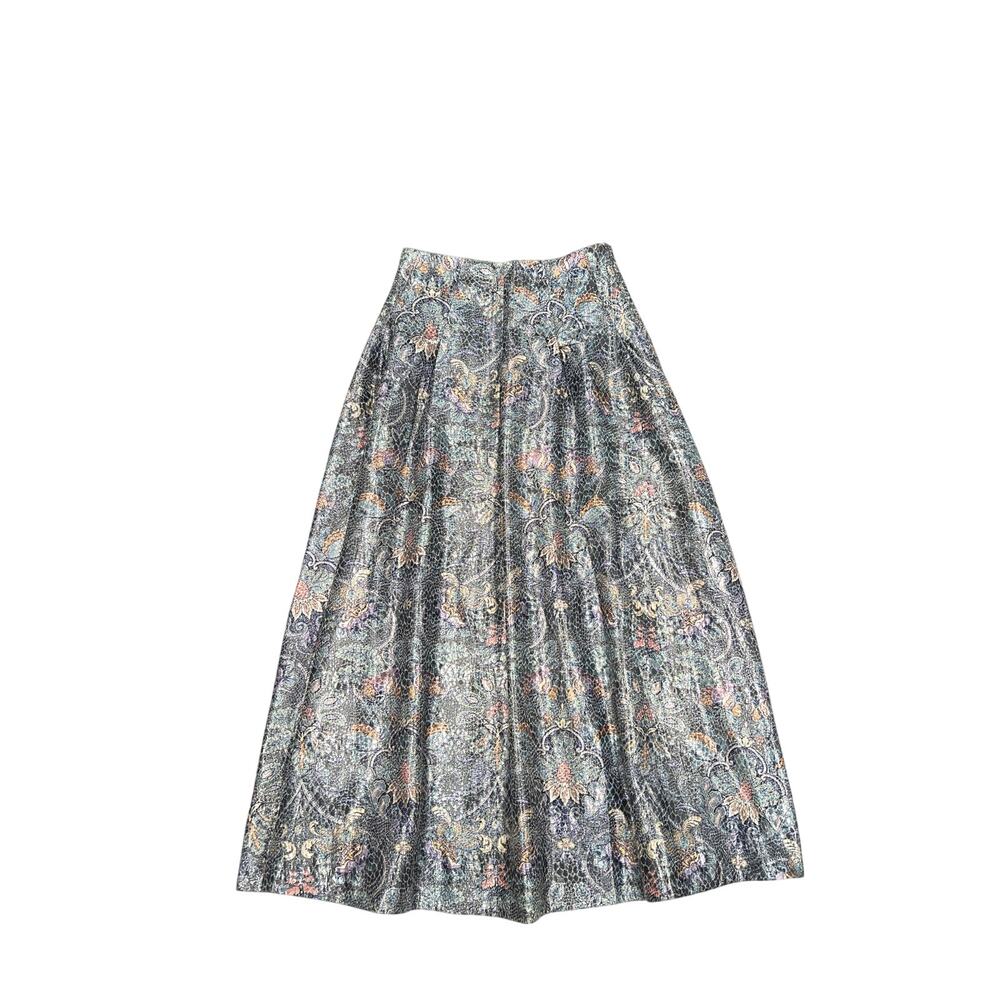 Anthropologie Silver Pleated Midi Skirt A-line Casual